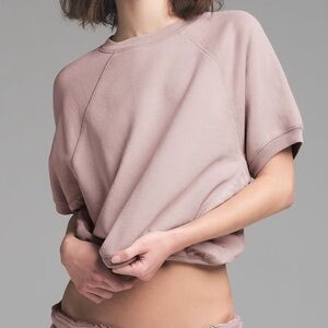 SKIMS French Terry Raglan Short Sleeve Sweatshirt | Fawn | Size S